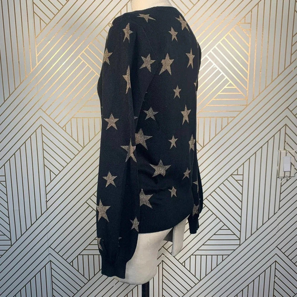 Chaser Gold Star Intarsia Bishop Sleeve‎ Sweater - Picture 7 of 12